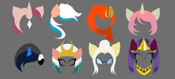 Size: 1442x649 | Tagged: safe, artist:sweeteater, derpibooru exclusive, somnambula, the sphinx, oc, oc:azha magna, oc:flushie, oc:shimmering spectacle, oc:spicy flavor, oc:violet thistle, pony, sphinx, g4, icon, magical lesbian spawn, magical threesome spawn, offspring, ych result