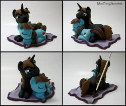 Size: 2672x2244 | Tagged: safe, artist:madponyscientist, oc, oc only, earth pony, pony, unicorn, commission, craft, cuddling, eyes closed, female, high res, holiday, incense, irl, male, mare, oc x oc, photo, prone, sculpture, shipping, stallion, straight, valentine's day