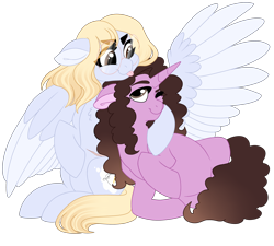 Size: 3000x2700 | Tagged: safe, artist:gigason, oc, oc only, pegasus, pony, unicorn, female, glasses, high res, hug, mare, simple background, tongue out, transparent background