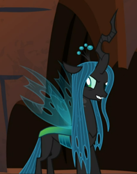 Size: 552x699 | Tagged: safe, screencap, queen chrysalis, pony, g4, the summer sun setback, concave belly, cropped, evil grin, female, grin, lanky, skinny, smiling, solo, tall, thin