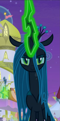 Size: 469x937 | Tagged: safe, screencap, lord tirek, queen chrysalis, g4, the summer sun setback, cropped, female, glowing horn, horn, solo focus