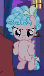 Size: 357x608 | Tagged: safe, screencap, cozy glow, lord tirek, pegasus, pony, g4, the summer sun setback, cozy glow is not amused, cropped, female, filly, flying, foal, hooves on hips, solo focus