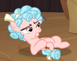 Size: 945x757 | Tagged: safe, screencap, cozy glow, pony, g4, the summer sun setback, belly, cozy glow is not amused, cropped, female, foal, lying down, solo