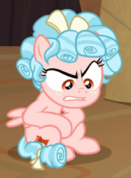 Size: 619x842 | Tagged: safe, screencap, cozy glow, pony, g4, the summer sun setback, cozy glow is best facemaker, cozy glow is not amused, cropped, faic, female, filly, foal, sitting, solo