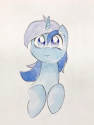 Size: 2507x3342 | Tagged: safe, artist:papersurgery, minuette, pony, unicorn, g4, bust, female, high res, smiling, solo, traditional art, watercolor painting