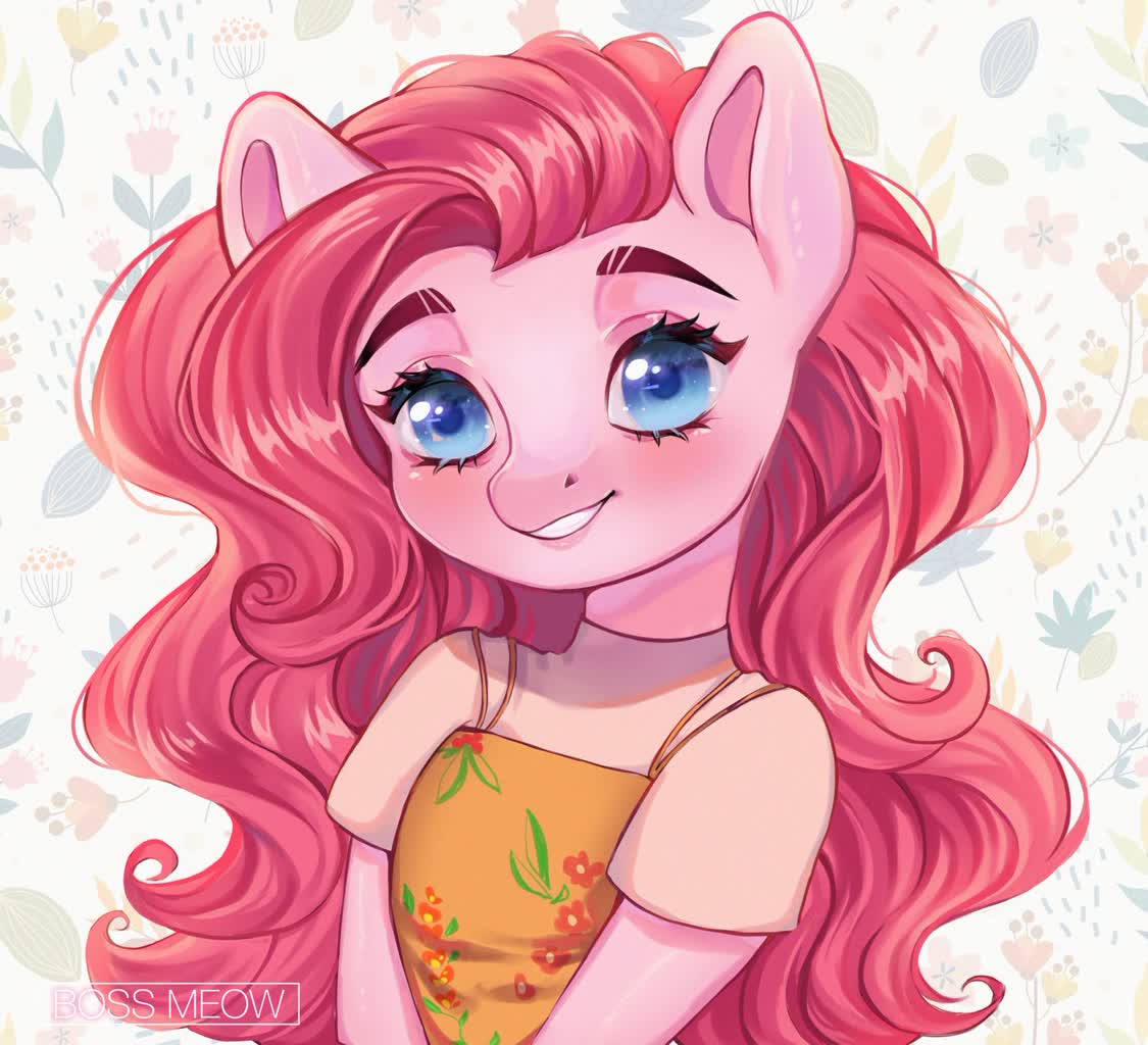 Safe Artist Bossmeow Pinkie Pie Earth Pony Anthro Bust Clothes Female Mare