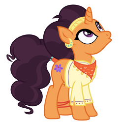 Size: 6000x6000 | Tagged: safe, artist:temerdzafarowo, saffron masala, pony, unicorn, g4, spice up your life, bracelet, clothes, cute, decoration, female, handkerchief, india, indian, indian pony, jewelry, looking up, simple background, solo, transparent background, vector