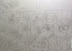 Size: 3429x2429 | Tagged: safe, artist:徐詩珮, fizzlepop berrytwist, glitter drops, ocellus, spring rain, tempest shadow, twilight sparkle, alicorn, pony, unicorn, series:sprglitemplight diary, series:sprglitemplight life jacket days, series:springshadowdrops diary, series:springshadowdrops life jacket days, g4, alternate universe, ball, beach, bisexual, broken horn, clothes, cute, equestria girls outfit, female, glitterbetes, high res, horn, lesbian, lifeguard, lifeguard spring rain, nap, paw patrol, polyamory, ship:glitterlight, ship:glittershadow, ship:sprglitemplight, ship:springdrops, ship:springlight, ship:springshadow, ship:springshadowdrops, ship:tempestlight, shipping, springbetes, sunglasses, swimsuit, tempestbetes, traditional art, twilight sparkle (alicorn)