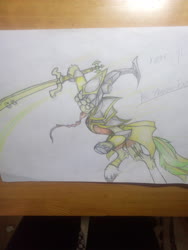 Size: 3072x4096 | Tagged: safe, artist:creature.exist, earth pony, pony, league of legends, master yi, ponified, solo, traditional art