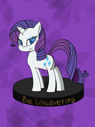 Size: 1200x1600 | Tagged: safe, artist:toshimatsu, derpibooru exclusive, rarity, pony, unicorn, fallout equestria, g4, fanfic, fanfic art, female, figurine, hooves, horn, looking at you, mare, ministry mares, ministry mares statuette, simple background, solo
