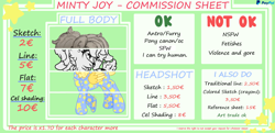 Size: 2484x1200 | Tagged: safe, artist:minty joy, advertisement, commission, commission info, price sheet