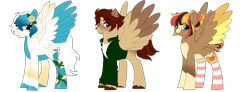 Size: 7353x2700 | Tagged: safe, artist:gigason, oc, oc only, pegasus, pony, absurd resolution, clothes, colored wings, female, male, mare, multicolored wings, simple background, socks, stallion, striped socks, transparent background, two toned wings, wings