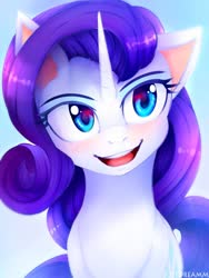Size: 1050x1400 | Tagged: safe, artist:lostdreamm, rarity, pony, unicorn, g4, blushing, cute, female, mare, open mouth, raribetes, smiling, solo