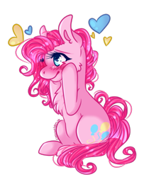 Size: 667x820 | Tagged: safe, artist:crescentmyst, pinkie pie, earth pony, pony, g4, chest fluff, chibi, female, simple background, solo, transparent background