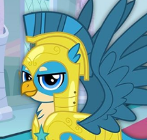 Size: 215x205 | Tagged: safe, gameloft, gallus, g4, my little pony: friendship is magic, the last problem, looking at you, male, my little pony game, older, older gallus, royal guard, royal guard gallus, solo, spread wings, wings