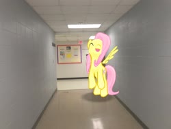 Size: 4032x3024 | Tagged: safe, gameloft, fluttershy, pegasus, pony, g4, augmented reality, cute, daaaaaaaaaaaw, eyes closed, female, flying, irl, mare, open mouth, photo, ponies in real life, shyabetes, solo, spread wings, wings