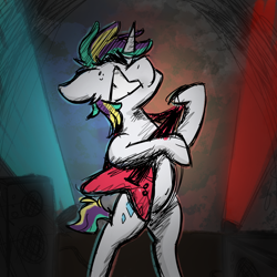 Size: 2500x2500 | Tagged: safe, artist:antimationyt, rarity, pony, unicorn, g4, alternate hairstyle, female, guitar, high res, music, musical instrument, punk, punk rock, raripunk, solo