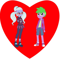 Size: 800x800 | Tagged: safe, artist:mixiepie, artist:thecheeseburger, edit, spike, sugarcoat, equestria girls, g4, clothes, crossed arms, crystal prep academy uniform, duo, glasses, heart, human spike, school uniform, shipping heart, simple background, spikecoat, transparent background