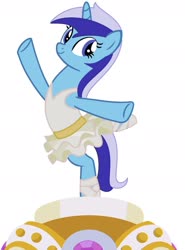 Size: 1280x1726 | Tagged: safe, artist:brightstar40k, minuette, pony, unicorn, a royal problem, g4, arabesque, ballerina, ballet, ballet pose, ballet slippers, clothes, dancing, female, minuetterina, music box, one arm up, one leg out, pose, show accurate, simple background, solo, tutu, tututiful, white background