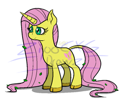Size: 711x591 | Tagged: safe, artist:zipocxg, fluttershy, pony, unicorn, g4, female, fluttershy (g5 concept leak), g5 concept leak style, g5 concept leaks, hooves, leonine tail, mare, simple background, solo, unicorn fluttershy, white background