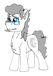 Size: 3592x5128 | Tagged: safe, artist:summerium, oc, oc only, oc:esapone, pony, chest fluff, curly mane, europe, eyelashes, female, glasses, hairpin, mare, mixed media, simple background, smiling, solo, transparent background