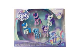 Size: 1024x768 | Tagged: safe, dj pon-3, rarity, starlight glimmer, trixie, twilight sparkle, vinyl scratch, alicorn, pony, unicorn, g4, g4.5, official, female, looking at you, mare, merchandise, smiling, sunglasses, toy, twilight sparkle (alicorn)