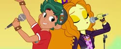 Size: 1280x523 | Tagged: safe, artist:3d4d, edit, edited screencap, screencap, adagio dazzle, timber spruce, equestria girls, equestria girls specials, g4, my little pony equestria girls: better together, my little pony equestria girls: sunset's backstage pass, female, male, microphone, shipping, singing, straight, timberdazzle