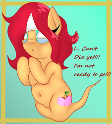 Size: 1836x2028 | Tagged: safe, artist:spk, oc, oc only, oc:vivian cereza, earth pony, ghost, ghost pony, pony, chubby, dialogue, female, glasses, solo