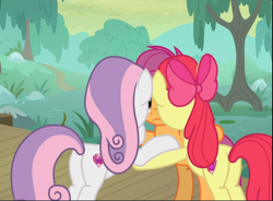 Size: 986x726 | Tagged: safe, screencap, apple bloom, scootaloo, sweetie belle, earth pony, pony, g4, growing up is hard to do, butt, cropped, cutie mark crusaders, female, huddle, older, older apple bloom, older cmc, older scootaloo, older sweetie belle, plot, trio
