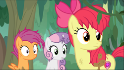 Size: 1665x941 | Tagged: safe, screencap, apple bloom, scootaloo, sweetie belle, earth pony, pegasus, pony, unicorn, g4, growing up is hard to do, cropped, cutie mark crusaders, female, messy mane, older, older apple bloom, older cmc, older scootaloo, older sweetie belle, scratches, trio