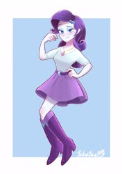 Size: 1444x2048 | Tagged: safe, artist:gamorangetana, rarity, equestria girls, g4, abstract background, bedroom eyes, cute, female, hand on hip, looking at you, raribetes, solo