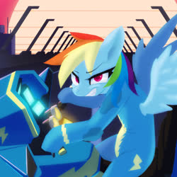 Size: 808x808 | Tagged: safe, artist:satv12, rainbow dash, pegasus, pony, g4, akira, clothes, female, grin, hoverbike, smiling, solo, spread wings, uniform, wings, wonderbolts uniform