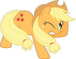 Size: 981x770 | Tagged: safe, artist:silentazrael, applejack, earth pony, pony, g4, female, mare, one eye closed, simple background, solo, transparent background, vector