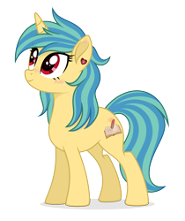 Size: 1834x2182 | Tagged: safe, artist:mint-light, artist:rioshi, artist:starshade, oc, oc only, oc:allura, pony, unicorn, blushing, ear piercing, earring, female, jewelry, mare, piercing, simple background, solo, standing, transparent background