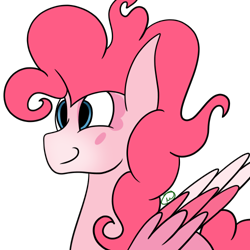 Size: 500x500 | Tagged: safe, artist:minty25, pinkie pie, pegasus, pony, g4, female, g5 concept leak style, g5 concept leaks, mare, pegasus pinkie pie, pinkie pie (g5 concept leak), race swap, redesign, simple background, smiling, solo, transparent background, wings