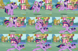 Size: 2067x1356 | Tagged: safe, edit, edited screencap, screencap, spike, twilight sparkle, alicorn, dragon, pony, castle sweet castle, g4, crashlight, cropped, discovery family logo, dragons riding ponies, drama, duo, faceplant, female, flying fail, majestic as fuck, mare, metaphor, op is a duck, riding, spike riding twilight, twilight sparkle (alicorn), wing pull