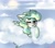 Size: 1350x1200 | Tagged: safe, artist:cottonsweets, vapor trail, pegasus, pony, g4, blushing, cheek fluff, cloud, cute, ear fluff, female, floppy ears, looking at you, mare, on a cloud, one eye closed, open mouth, prone, sky, solo, sun, vaporbetes