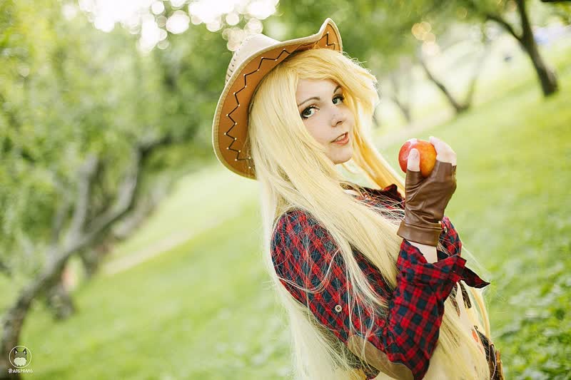 2281008 safe artist bizzare deer applejack human g4 apple