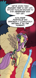 Size: 324x705 | Tagged: safe, idw, official comic, fluttershy, pegasus, pony, g4, ponies of dark water, spoiler:comic, butt, comic, female, flying, mare, plot, poison ivyshy, rear view, speech bubble, spread wings, wings