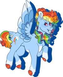 Size: 2206x2718 | Tagged: safe, artist:edgeybois, rainbow dash, pegasus, pony, g4, backwards cutie mark, female, flying, high res, hooves, mare, simple background, smiling, solo, spread wings, transparent background, wings