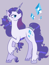 Size: 768x1024 | Tagged: safe, artist:globug100art, rarity, pony, unicorn, g4, female, g5 concept leak style, g5 concept leaks, hooves, mare, raised hoof, rarity (g5 concept leak), redesign, simple background, solo