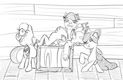 Size: 1280x832 | Tagged: safe, artist:peppertech, apple bloom, scootaloo, spike, sweetie belle, g4, cutie mark crusaders, nap