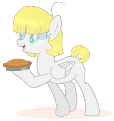 Size: 1700x1820 | Tagged: safe, artist:yaneth-itzuma, oc, oc only, pegasus, pony, female, food, mare, pie, simple background, solo, transparent background
