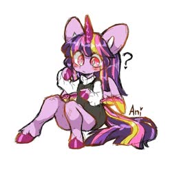 Size: 1080x1080 | Tagged: dead source, safe, twilight sparkle, alicorn, pony, g4, alternate hairstyle, blushing, clothes, colored hooves, colored wings, dress, twilight sparkle (alicorn), wings