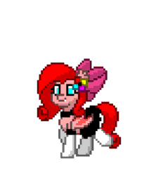 Size: 1200x1350 | Tagged: safe, derpibooru exclusive, oc, oc only, oc:molly d, bat pony, pony, pony town, animated, bow, choker, clothes, cute, gif, perfect loop, pixel art, simple background, skirt, socks, solo, walking, white background