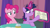 Size: 1920x1080 | Tagged: safe, screencap, pinkie pie, twilight sparkle, alicorn, earth pony, pony, a trivial pursuit, g4, my little pony: friendship is magic, bell, book, confused, crazy grin, displeased, duo, female, folded wings, frown, glowing horn, grin, hooves on the table, horn, insanity, levitation, magic, magic aura, mare, messy mane, obsessed, pointing, raised eyebrow, rulebook, rules, sin of greed, smiling, smirk, table, team twipie, telekinesis, trivia trot, twilight snapple, twilight sparkle (alicorn), twilighting, wings