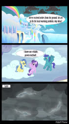 Size: 1288x2282 | Tagged: safe, edit, edited screencap, editor:teren rogriss, screencap, clear skies, open skies, sunshower, pegasus, pony, windigo, g4, sonic rainboom (episode), tanks for the memories, the ending of the end, female, global warming, group, male, outdoors, weather factory