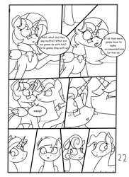 Size: 2904x4000 | Tagged: safe, artist:jamestoneda, oc, oc:king righteous authority, oc:queen fresh care, alicorn, earth pony, pegasus, pony, unicorn, comic:securing a sentinel, alicorn oc, alicorn princess, armor, blushing, clothes, comic, commissioner:bigonionbean, cute, daaaaaaaaaaaw, dialogue, female, fusion, fusion:braeburn, fusion:carrot top, fusion:derpy hooves, fusion:doctor whooves, fusion:golden harvest, fusion:mayor mare, fusion:minuette, fusion:prince blueblood, fusion:time turner, fusion:wind waker, glasses, horn, husband and wife, magic, male, mare, ponyville, random pony, shocked, sketch, sketch dump, stallion, thought bubble, writer:bigonionbean