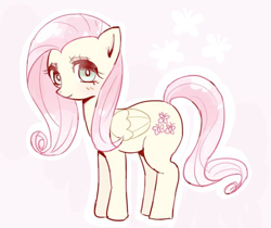 Size: 570x479 | Tagged: safe, artist:nemucure, fluttershy, pegasus, pony, g4, cute, cutie mark, female, looking at you, mare, pink background, pixiv, shyabetes, simple background, solo