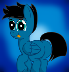 Size: 3160x3300 | Tagged: safe, artist:agkandphotomaker2000, oc, oc only, oc:pony video maker, pegasus, pony, butt, dock, high res, male, plot, solo, tongue out